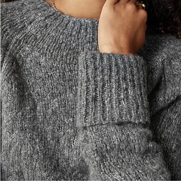 J.CREW Cuffed Sleeve Mockneck Sweater Heather Gray Chunky Soft Size Small NEW - Picture 3 of 8